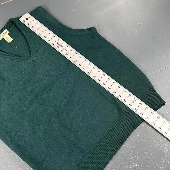 VTG LL Bean Sweater Vest Mens MT Deep Teal Green Tight Knit Lambs Wool Scotland - Picture 4 of 6